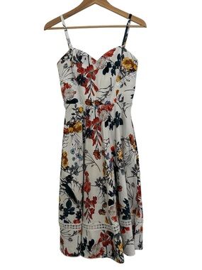 Lynne Floral Sweetheart Neckline thin Strap Midi Dress Ivory Lace US 4/38 Fem